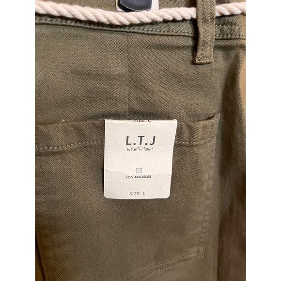 L.T.J. Letter To Juliet Women's Crop Zip Ankle Utility Joggers in Moss Sz L NWT - Picture 9 of 13